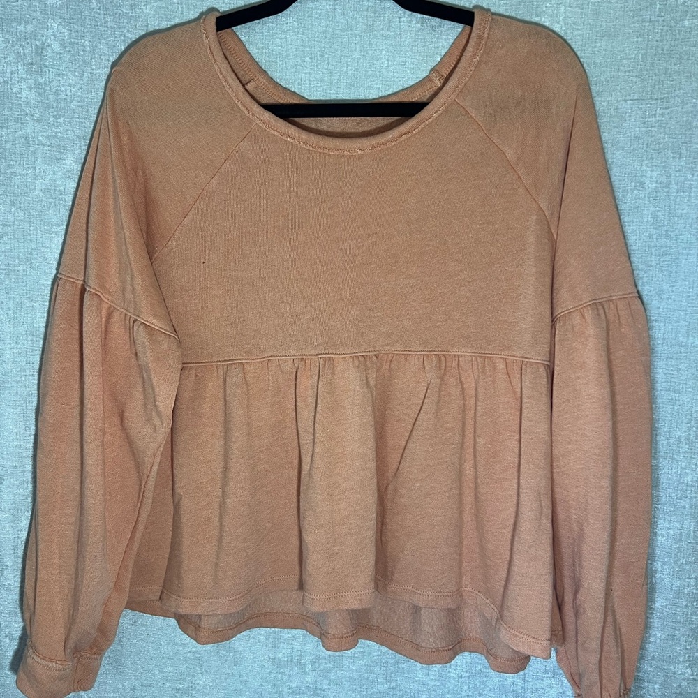SO Women's Tan Peplum Sweatshirt